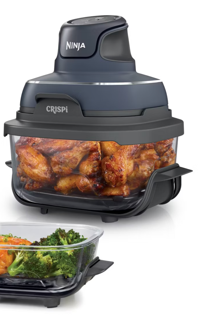 Ninja Crispi 4-in-1 Glass Air Fryer, 4-Qt & 6-Cup Glass Containers with Lids, 4 Functions, Air Fry, Bake, Portable, Dishwasher Safe