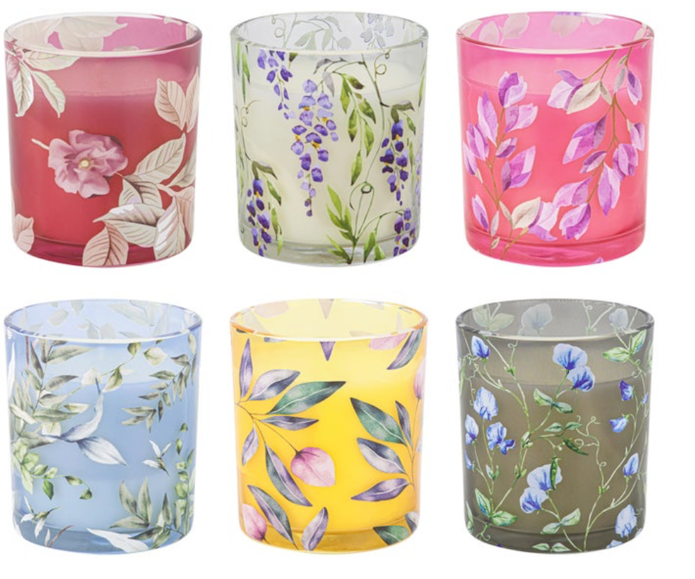 Simply Indulgent 7oz Floral Candle Set, 6-pack